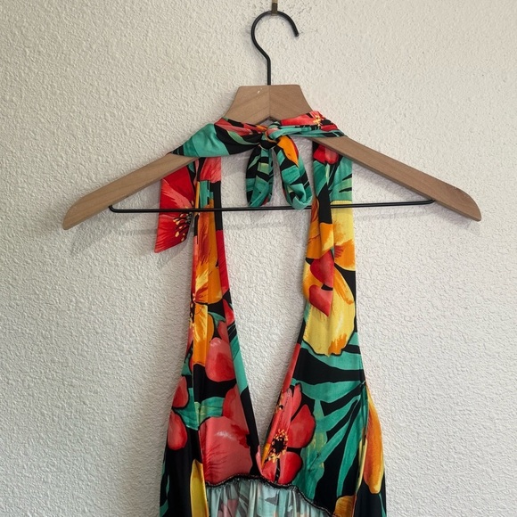 Kisses & Hugs Womens 2X Tropical Stretch Jersey Knit Floral Hawaiian Maxi Dress - Picture 6 of 9